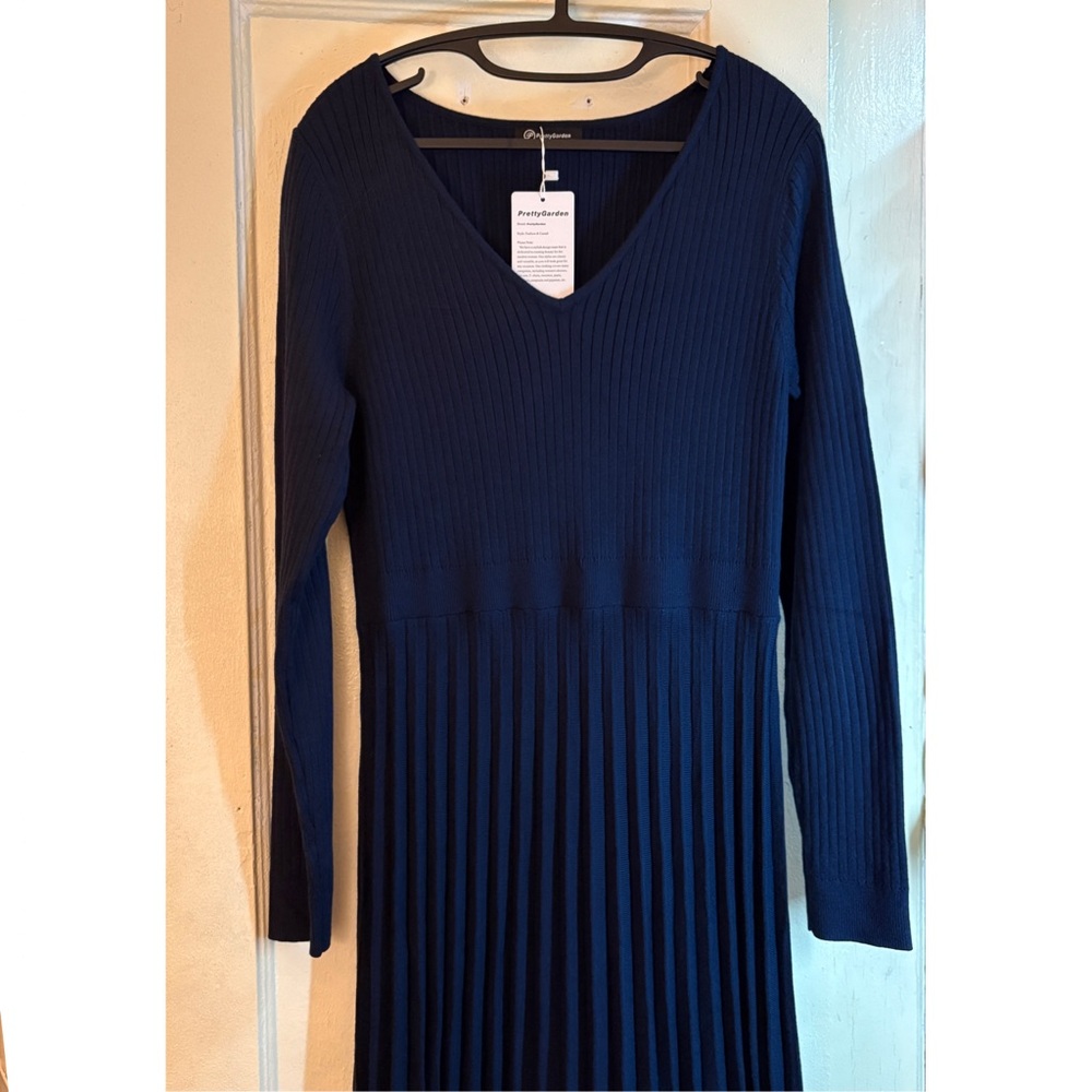 PRETTYGARDEN Pleated Sweater Dress, NWT - Picture 7 of 8